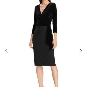 Ralph Lauren Velvet Midi Wrap-tie Dress Black S14. Feel good in this Dress!
